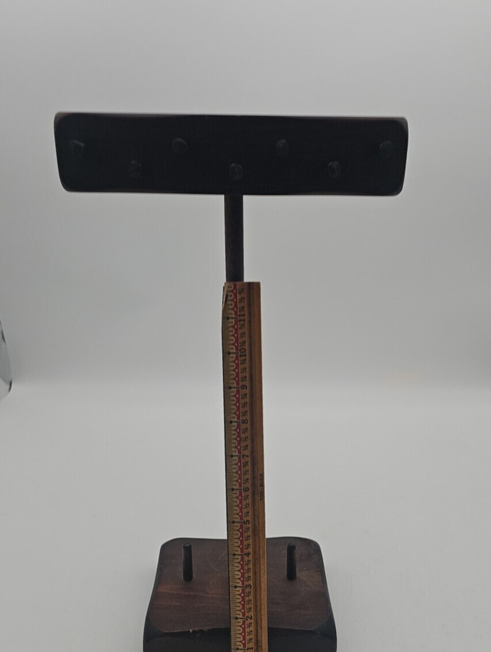 Wooden T-Bar Earring Display Stand Holder 7 Pegs Multi Hole Jewelry Showcase